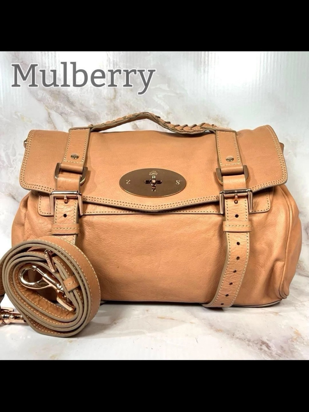 Mulberry Light Tan Leather Satchel with Detachable Strap